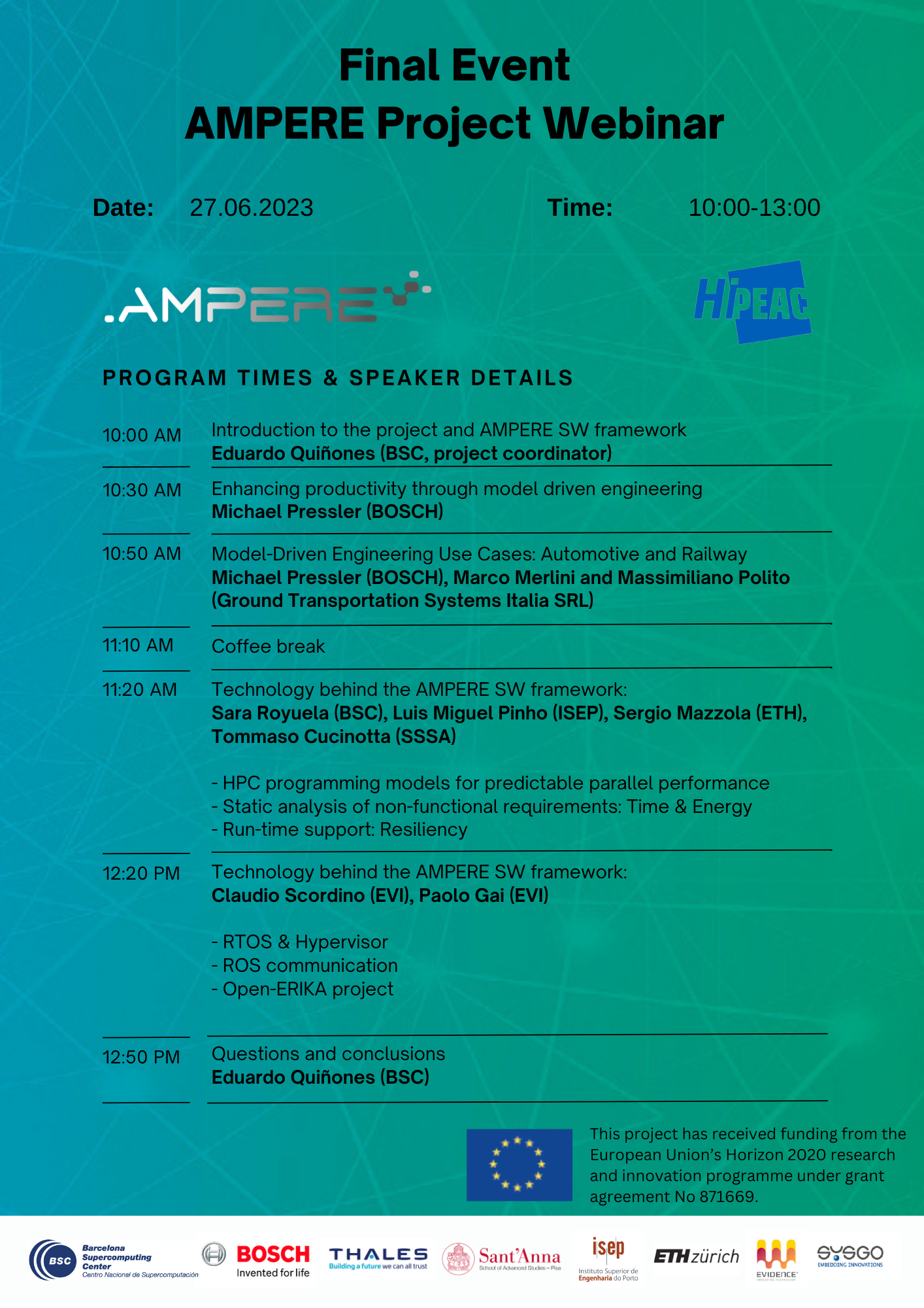 Ampere final event agenda